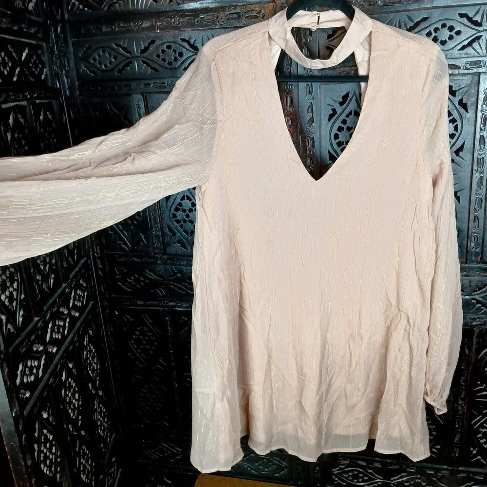NWT Show Me Your Mumu Blush and Gold Josephine Bell Dress Large Holiday - Picture 3 of 10